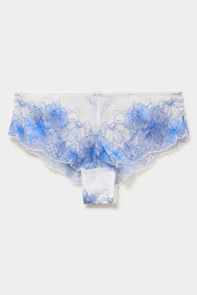 Shorty en dentelle bleu clair femme