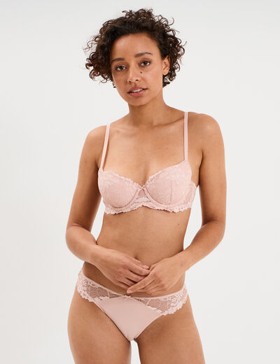 Soutien-gorge corbeille en dentelle rose clair femme