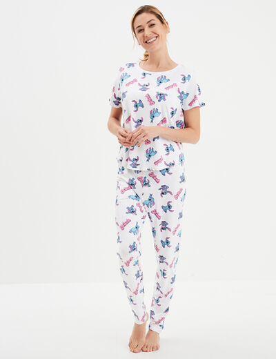 Ensemble pyjama legging coton Stitch blanc femme