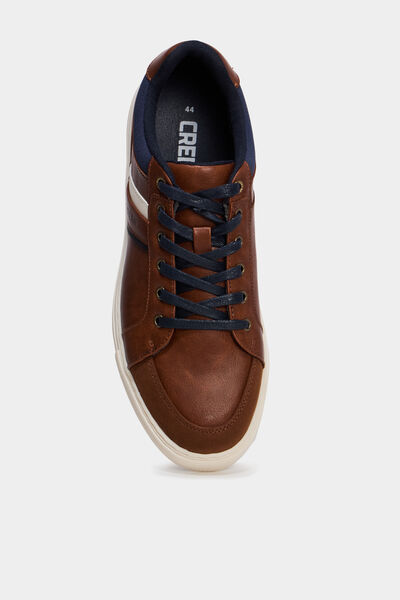Baskets basses &agrave; lacets marron homme