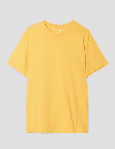 T-shirt en coton manches courtes jaune moutarde homme
