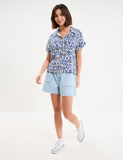 Chemise manches courtes 2 poches ecru femme