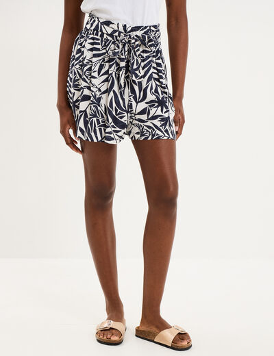 Short ample fluide ecru femme