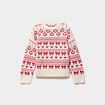 Pull manches longues col rond jacquard ecru fille