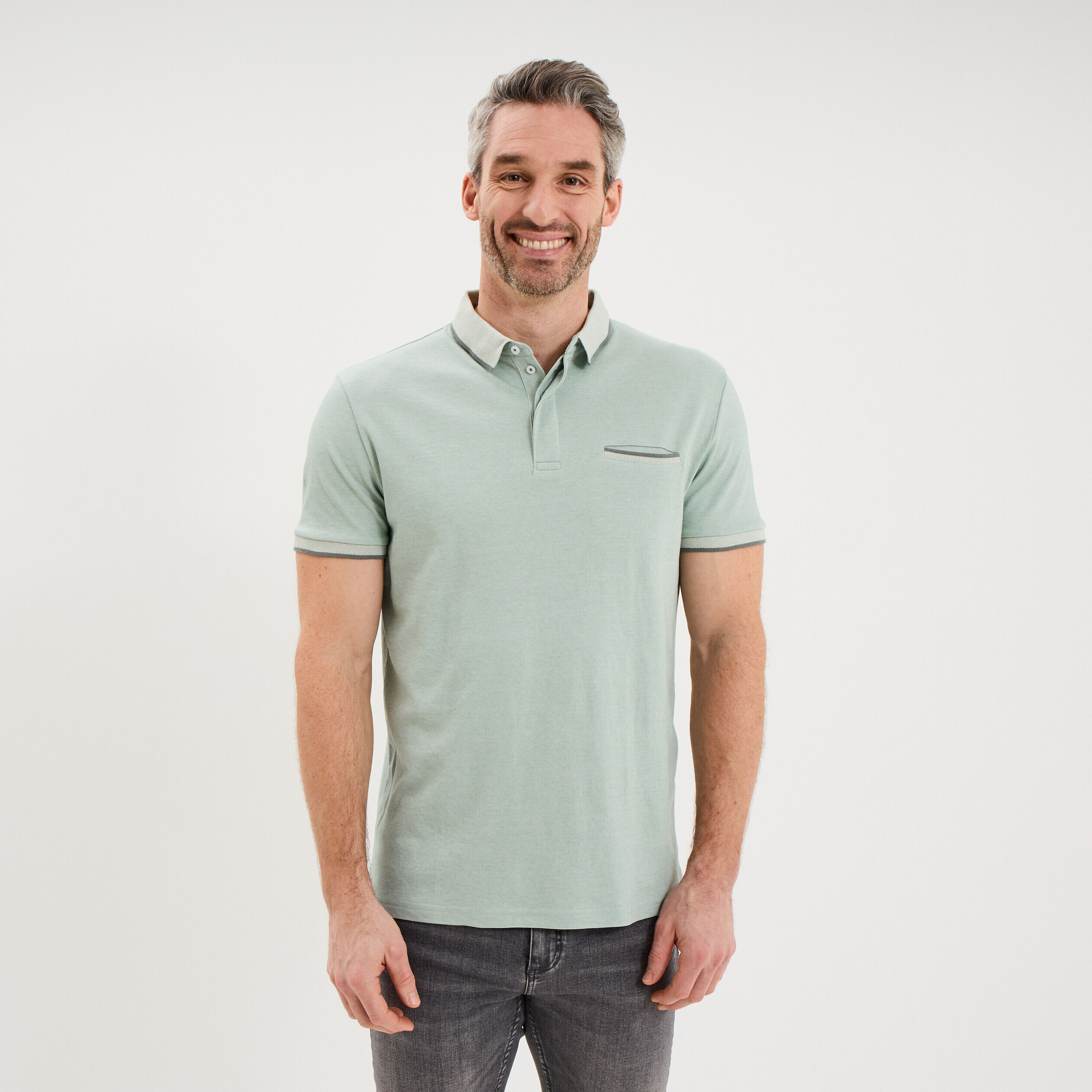 Polo manches courtes coupe droite vert pastel homme LH