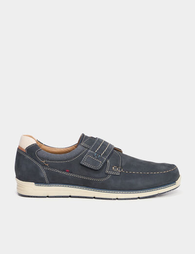 Chaussures bateau en cuir bleu homme