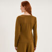 T-shirt ajust&eacute; col cache-coeur vert olive femme