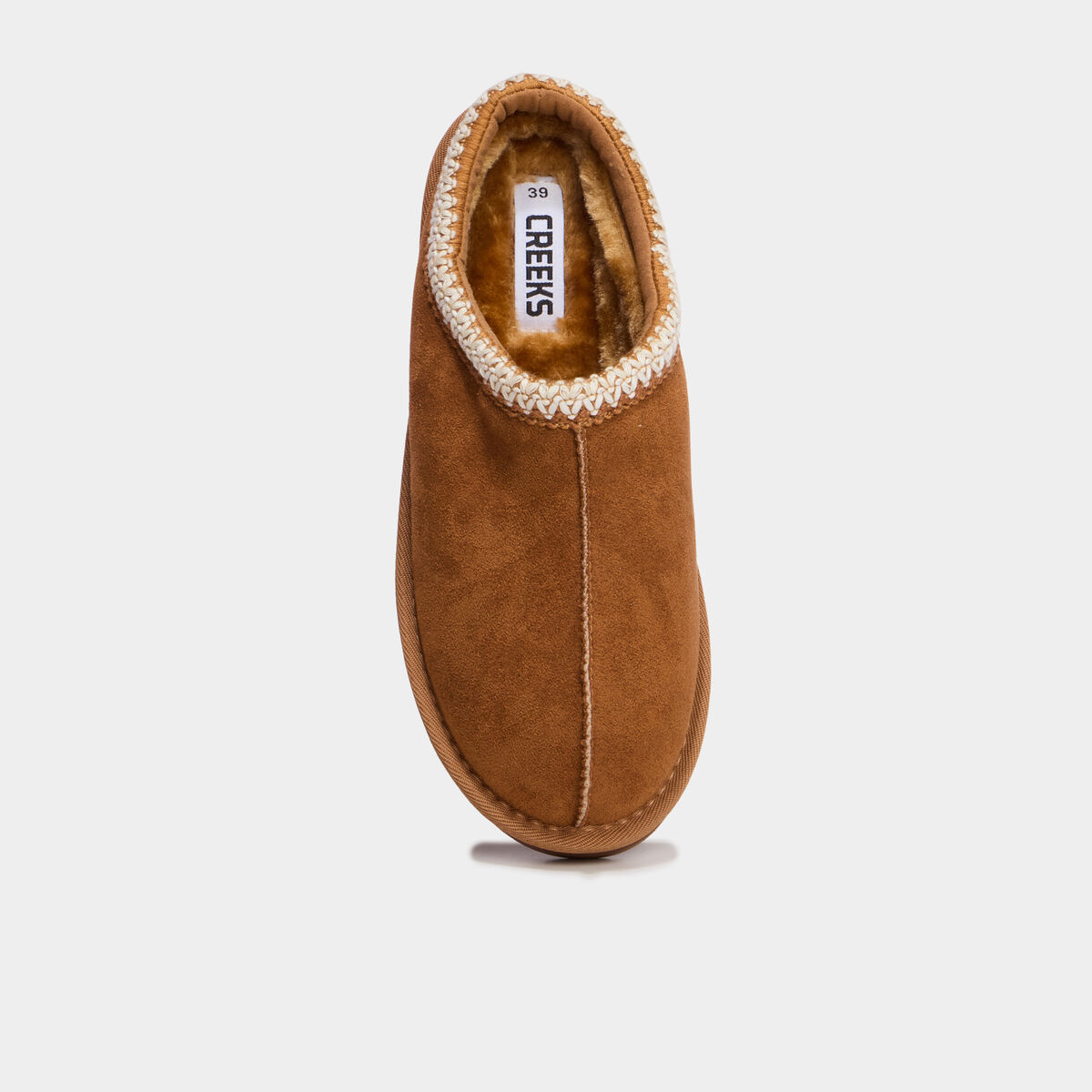 Mules fourr&eacute;es d&eacute;tails brod&eacute;s marron femme
