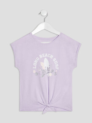 t shirt manches courtes violet clair fille