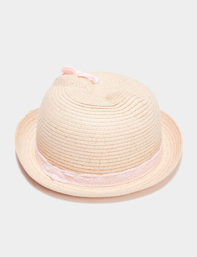 Chapeau tressé noeud et détail crochet sable fille