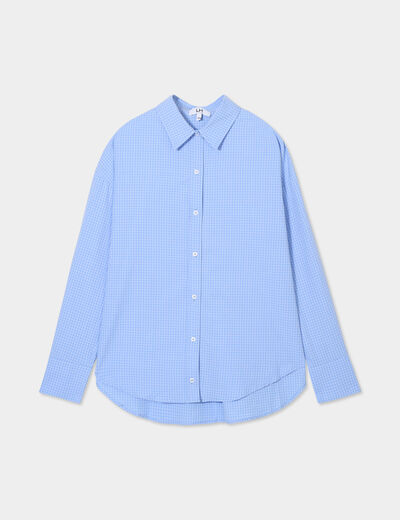 Chemise oversize manches longues coton bleu ciel femme