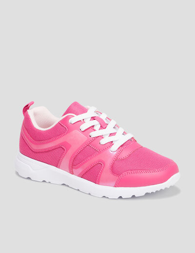 Baskets running à lacets rose fille