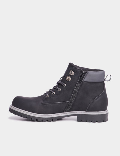 Boots crantées zippées Trappeur noir garçon