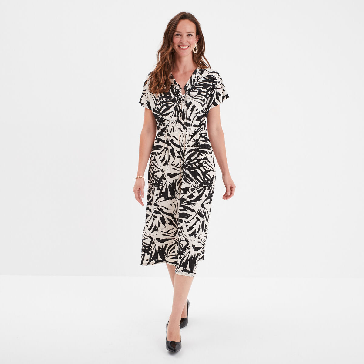 Robe midi évasée boucle au col Mosquitos noir femme