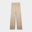 Pantalon plissé taille élastiquée jaune or femme