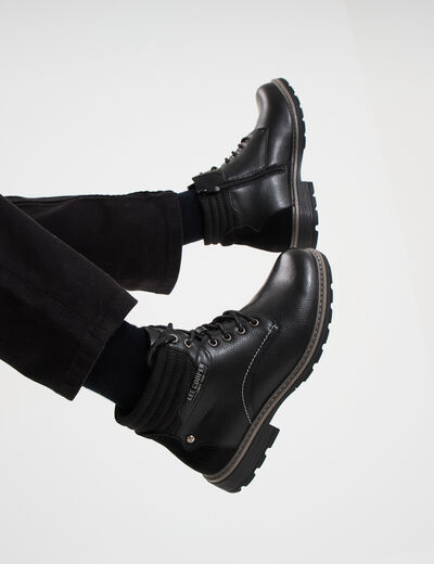 Bottines montantes crant&eacute;es zipp&eacute;es noir homme