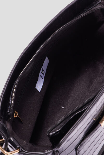 Sac à bandoulière texturé noir femme