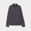 Polo manches longues col boutonné coton gris homme
