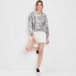 Sweat avec col rond Naruto gris femme