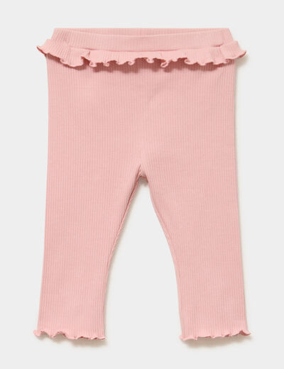 Legging c&ocirc;tel&eacute; &agrave; volants rose poudr&eacute;e b&eacute;b&eacute; fille