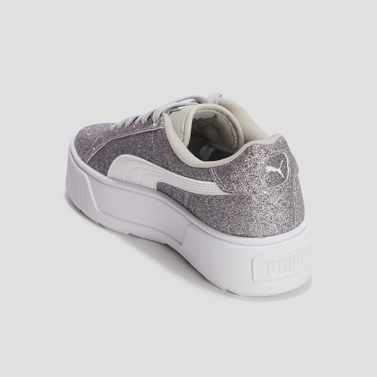 Tennis plateformes à lacets Puma gris argent fille