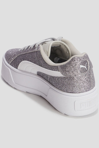 Tennis plateformes à lacets Puma gris argent fille