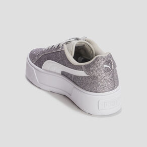 tennis plateformes a lacets puma gris argent fille Tennis plateformes à lacets Puma gris argent fille