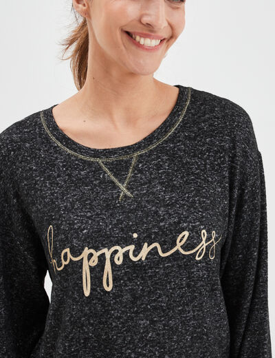 Ensemble pyjama bas resserré 2 pièces noir femme