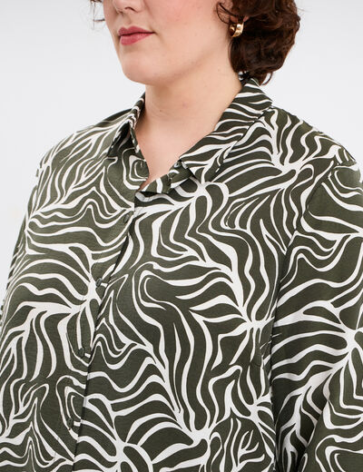 Chemise manches longues vert kaki femme grande taille