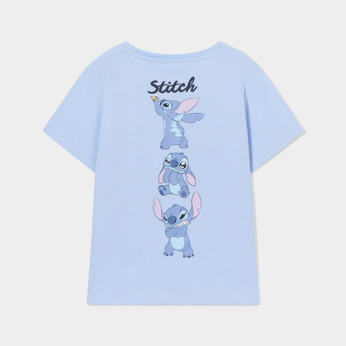 T-shirt manches courtes coton Stitch bleu fille