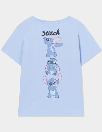 T-shirt manches courtes coton Stitch bleu fille