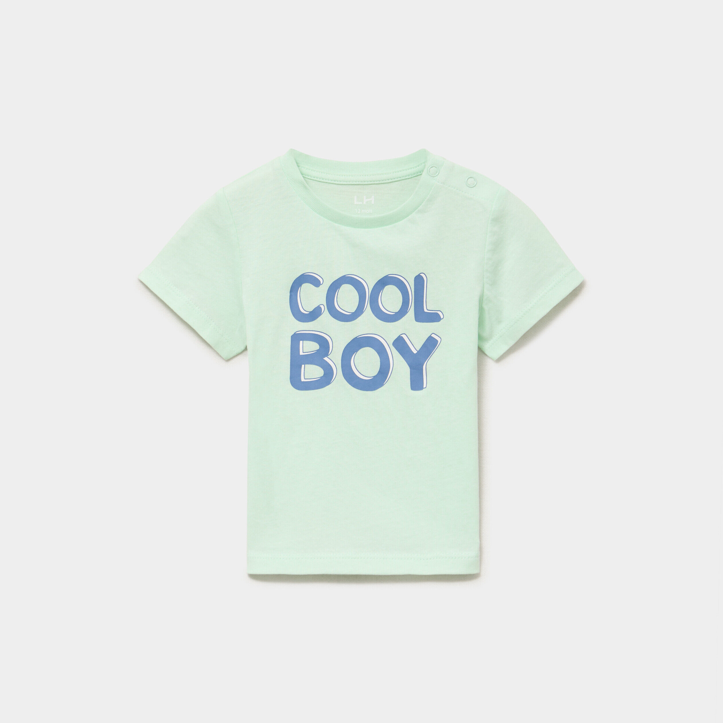 T-shirt manches courtes coton vert anis bébé garçon LH