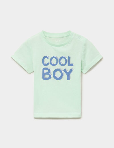 T-shirt manches courtes coton vert anis b&eacute;b&eacute; gar&ccedil;on