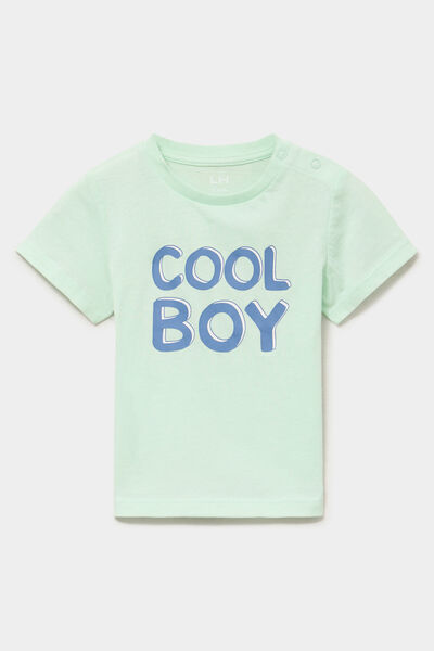 T-shirt manches courtes coton vert anis b&eacute;b&eacute; gar&ccedil;on