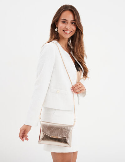 Sac pochette métallisé couleur or femme