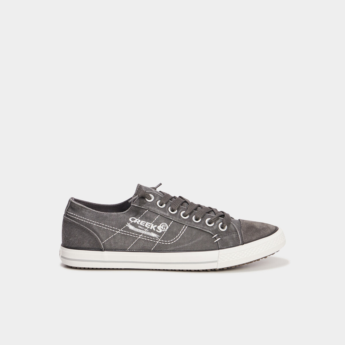 Tennis basses en toile &agrave; lacets gris homme