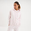 Sweat zipp&eacute; &agrave; capuche molleton rose clair femme