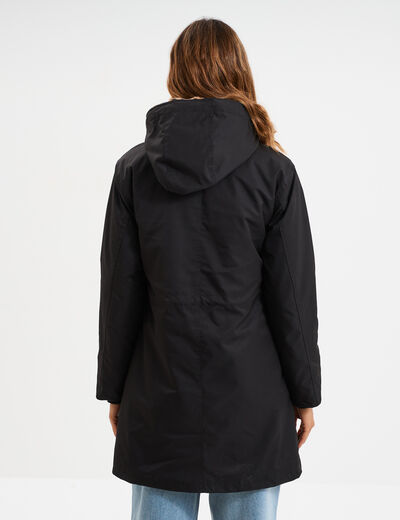 Parka 3-en-1 gilet fourr&eacute; noir femme