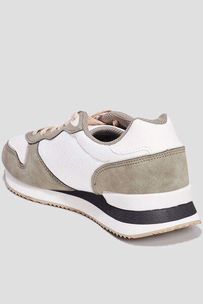 Baskets bi-matière à lacets Creeks vert kaki femme
