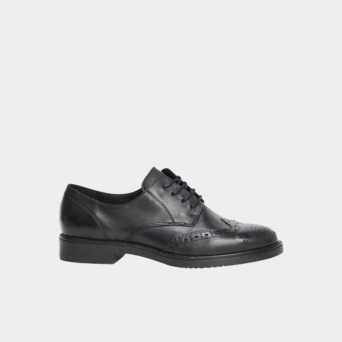 Derbies &agrave; lacets en cuir noir femme
