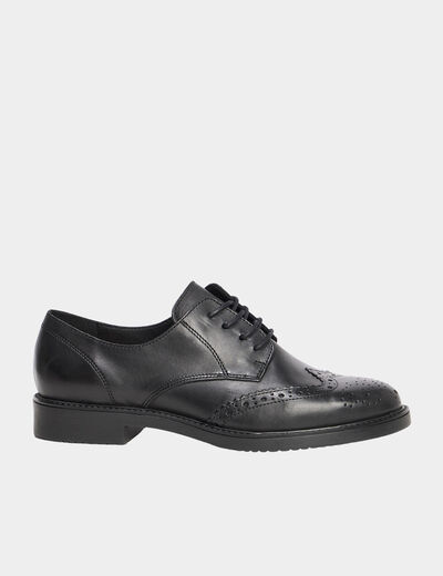 Derbies à lacets en cuir noir femme