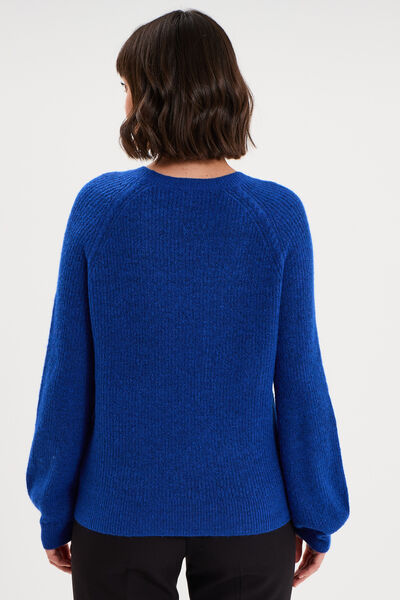 Pull col rond manches longues bleu roi femme