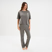 Ensemble pyjama pantalon et t-shirt vert kaki femme