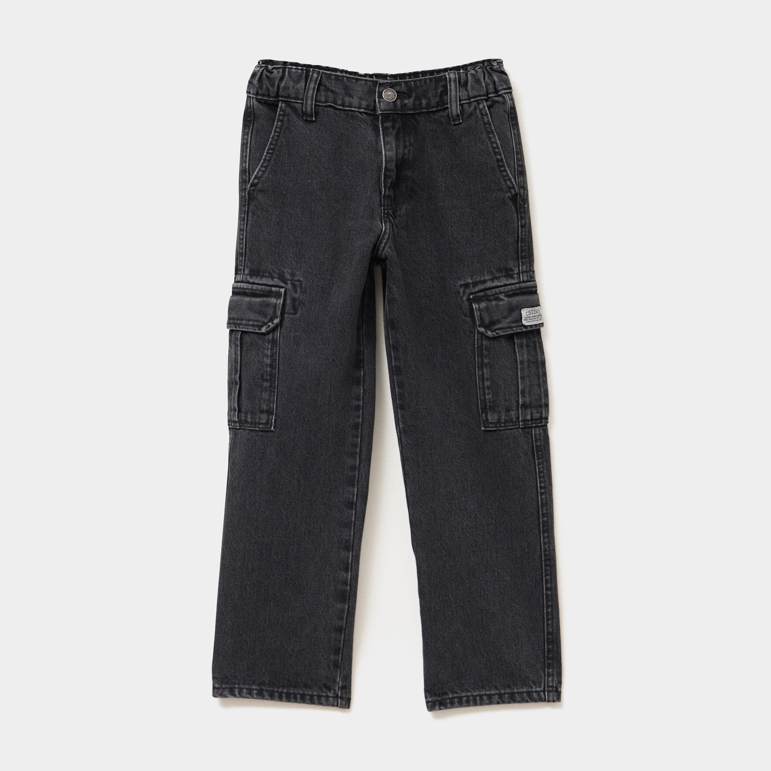 Jeans cargo 6 poches coton denim noir garçon CREEKS