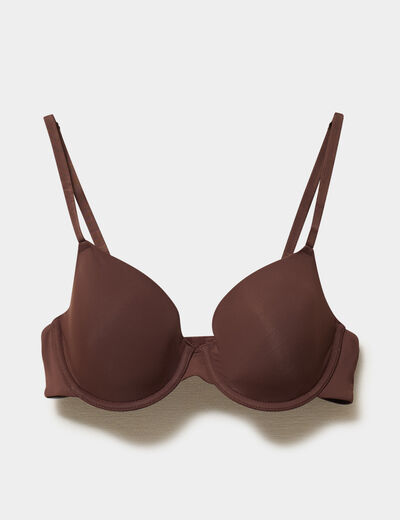 Soutien-gorge corbeille microfibre marron femme