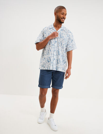 Chemise en coton manches courtes bleu homme