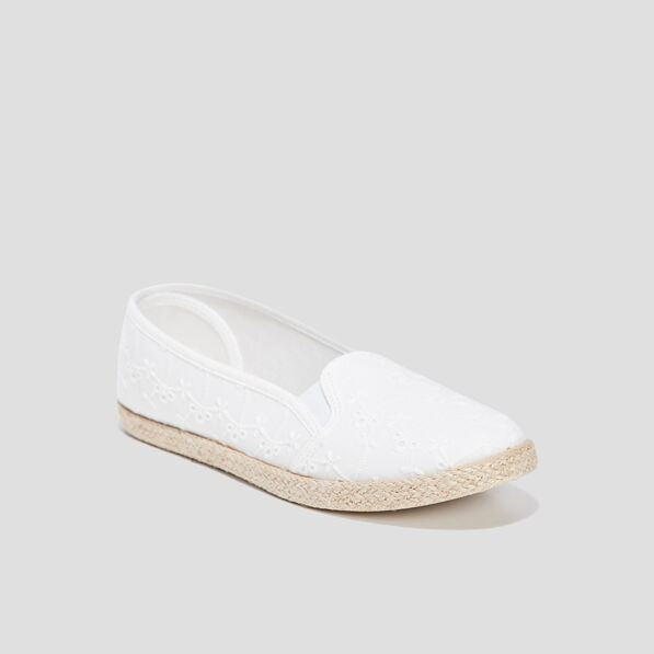 Ballerines brodées en toile blanc femme