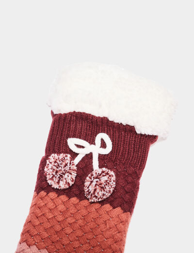 Chaussettes d'intérieur fourrées rose femme