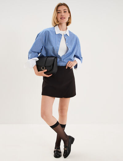 Jupe-short portefeuille courte noir femme