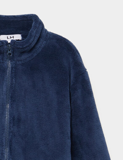 Veste de pyjama effet polaire bleu marine garçon